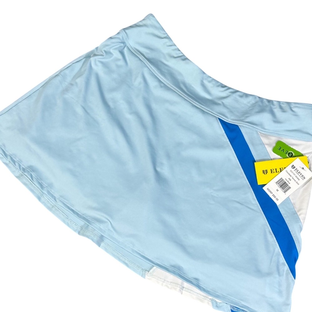 EleVen Tennis Skirt NWT Women Medium‎ Ice Blue Courtside Colorblock EVT-FF-SK545